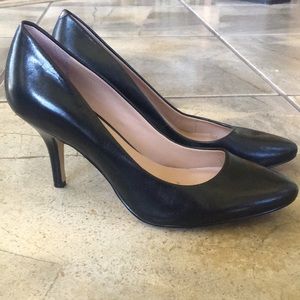 Black leather heels.